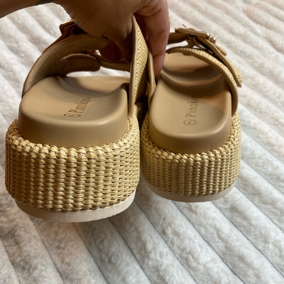 Raffia Platform Sandals with Double Buckle – Neutral Beige - Picture 7 of 7